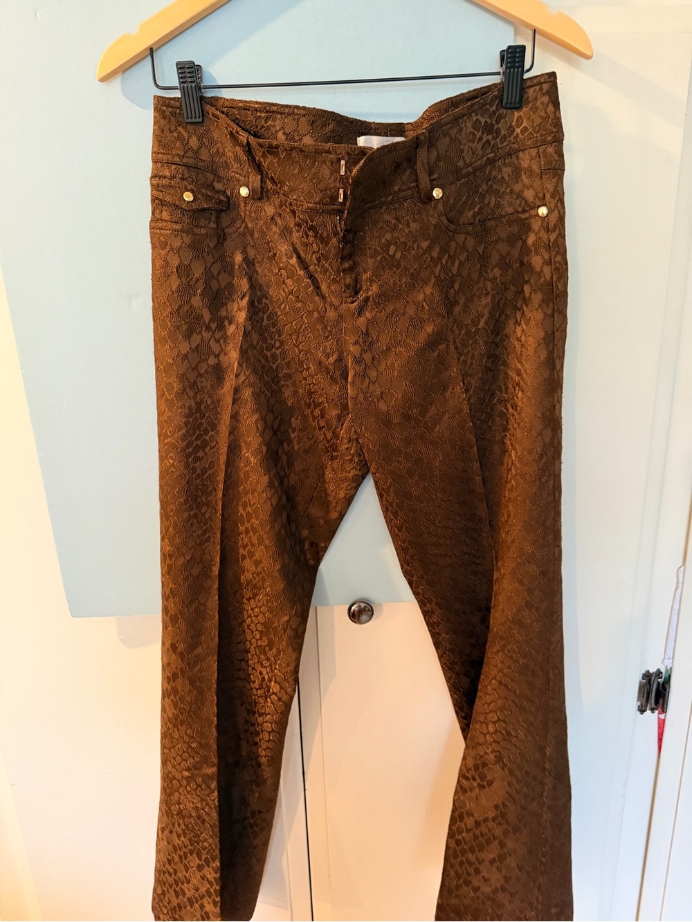 Cache Brown Snake-Textured bootcut with Gold Rivets - Picture 2 of 9